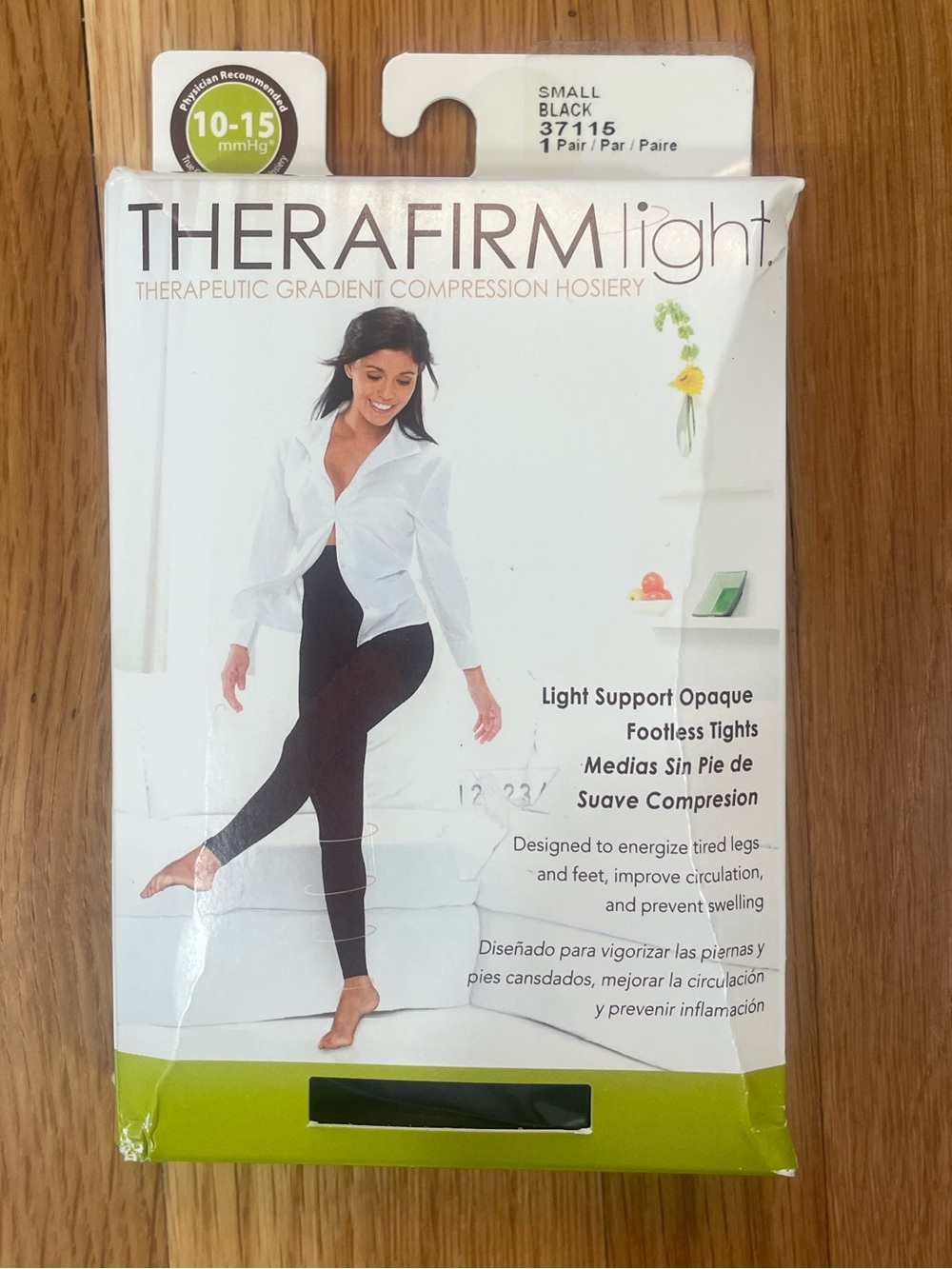 NEW Therafirm Light Compression Footless Tights in Black 10 - 15mmHg